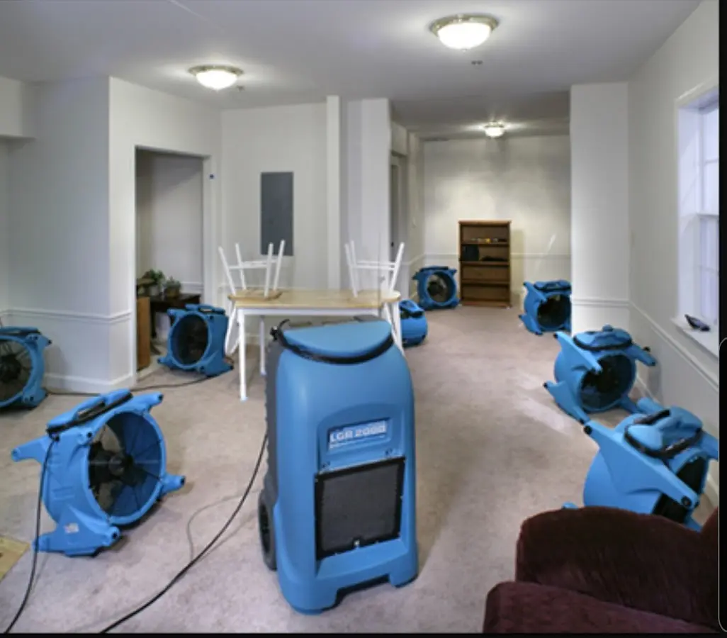 Air movers and dehumidifier setup for Water Extraction & Removal in Mooresville